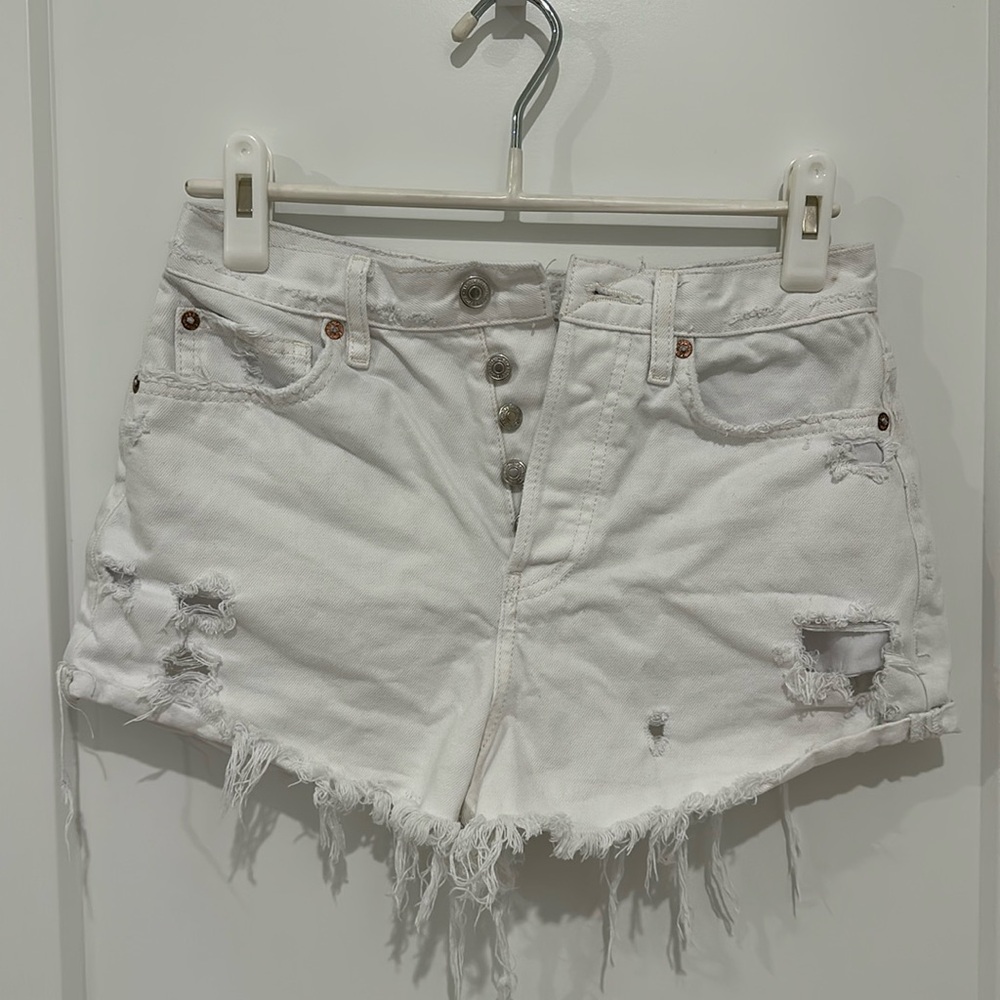 Free People 5pocket Button Fly 100% cotton white denim sz 26